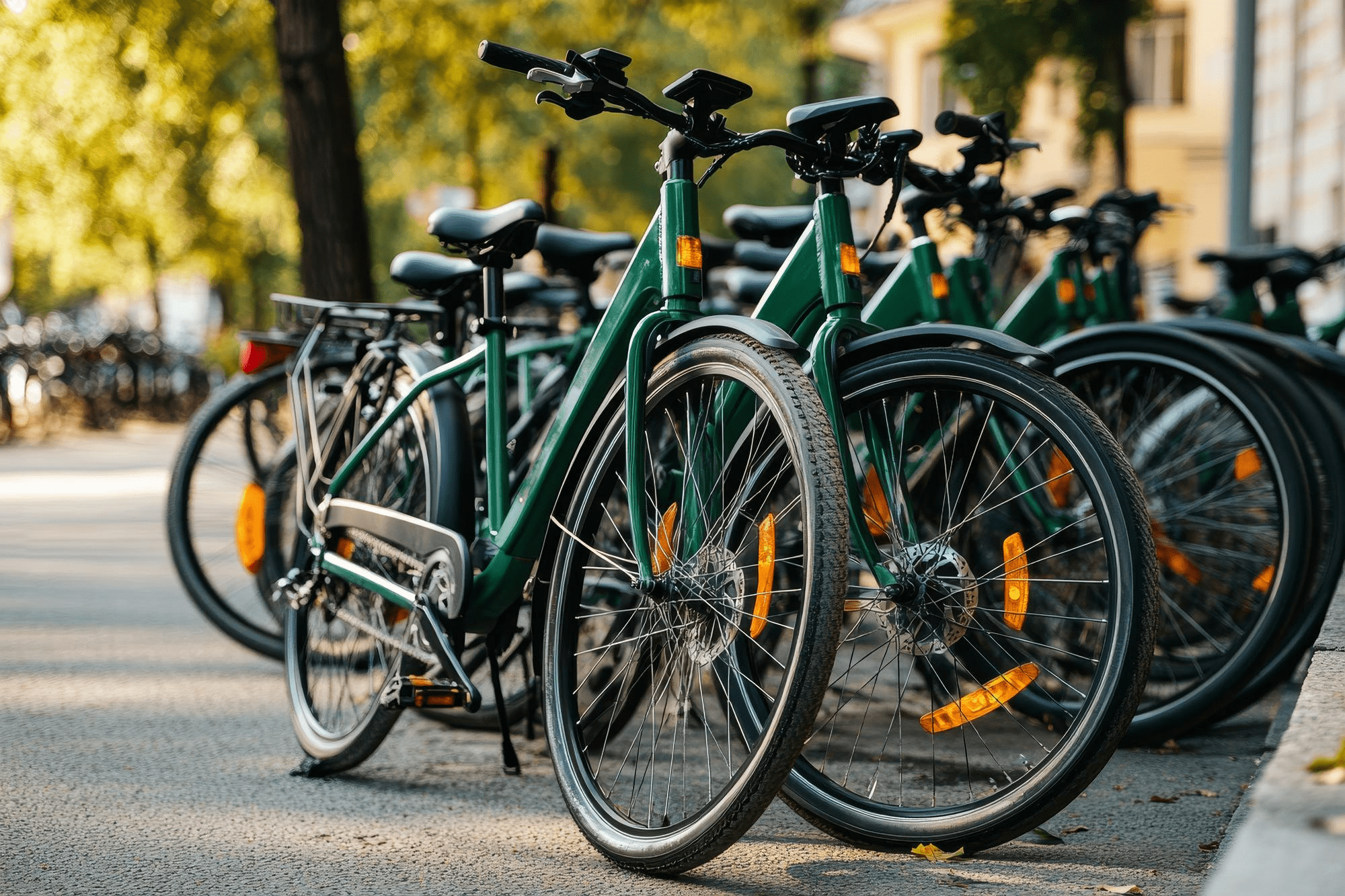 Bicycles parked in a row