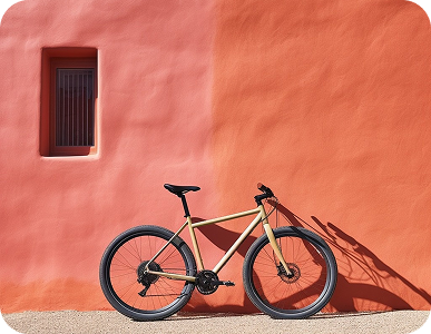 Urban bike against colorful wall